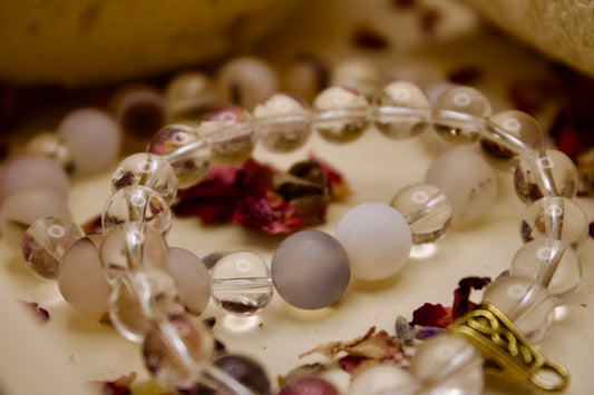 Clear Quartz and Agate Stone Bracelet